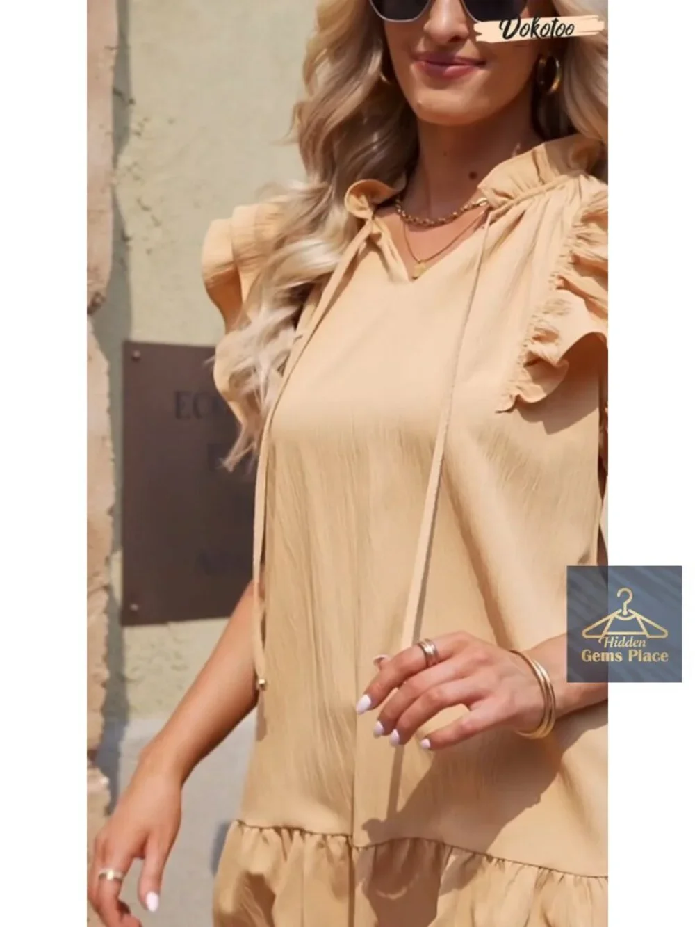 Ruffle Cap Sleeve Mini Sundress with Pockets